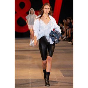 Zadig & Voltaire Black Stretch Leather Cropped Pants Shorts sz40 US 6 $968 SS19